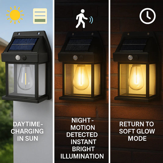 Solar Motion Sensor Outdoor Wall Lantern Light