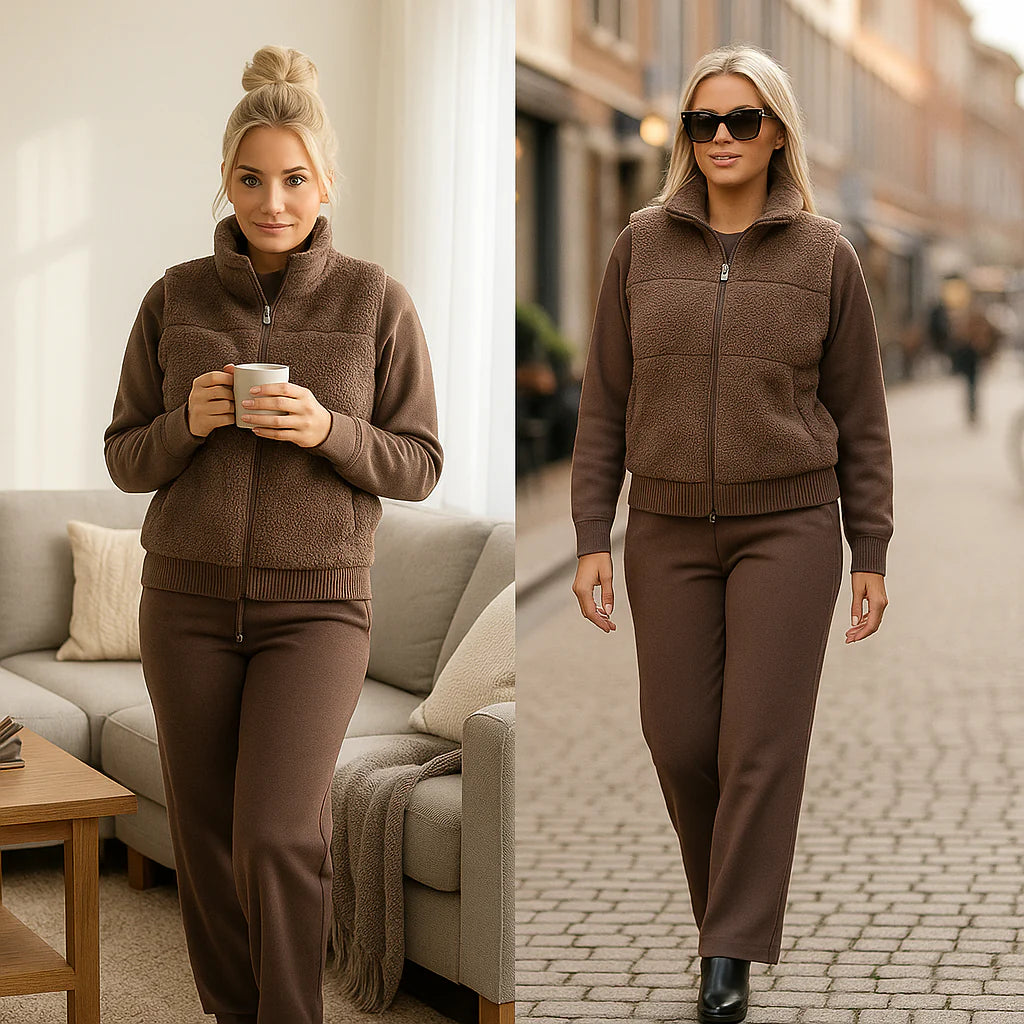 Women’s Plush-Vest 3-Piece Cosy Lounge Co-Ord Set