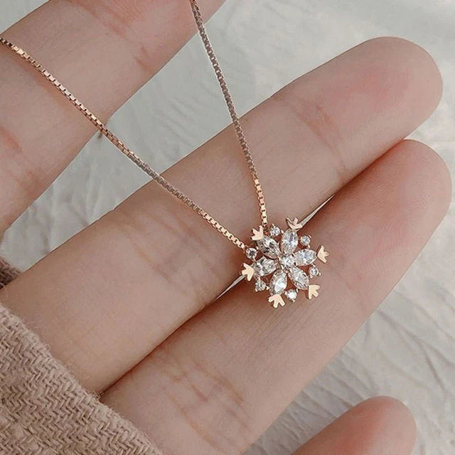 Women’s Crystal Snowflake Pendant Necklace