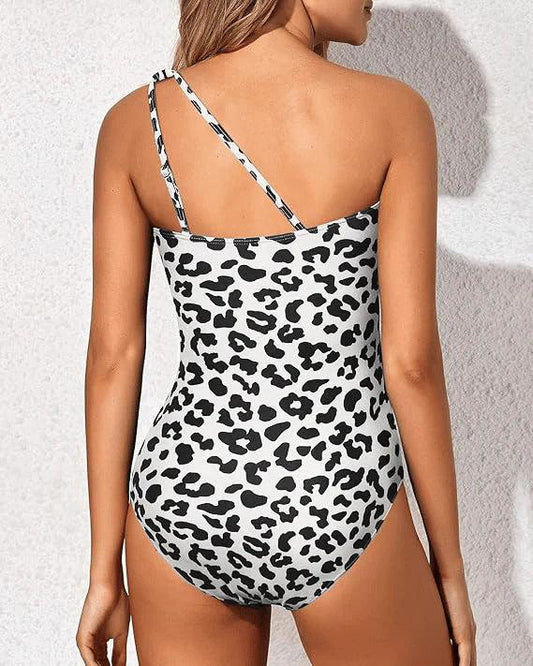 One-shoulder one-piece swimsuit for women