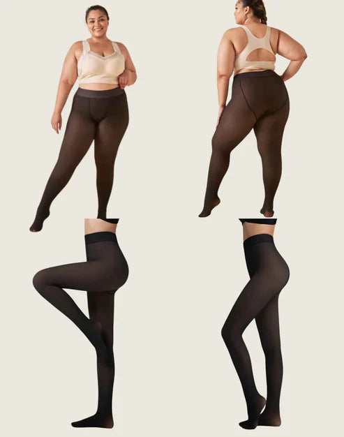 Women’s Translucent-Effect Fleece-Lined High-Waist Tights