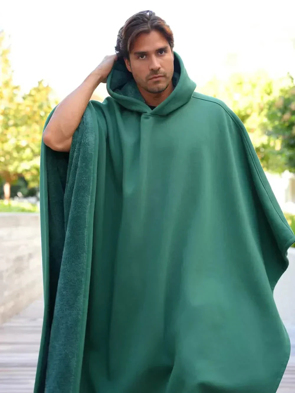 Hooded Plush Fleece Poncho Blanket