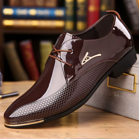 Men's Polished Brown Gold Detail Dress Shoes