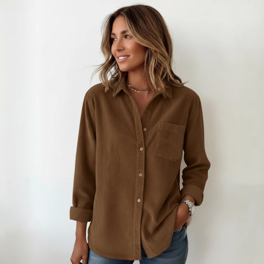 Women’s Soft Corduroy Relaxed Button-Down Shirt