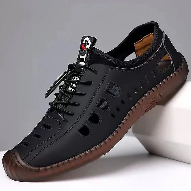 Men's Casual Hollow Leather-Look Sandals