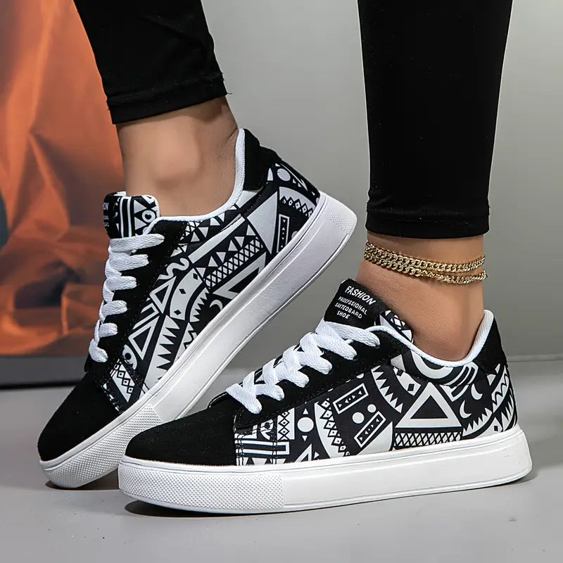 Unisex Geometric Sneakers - Lightweight Casual Shoes for Everyday Wear