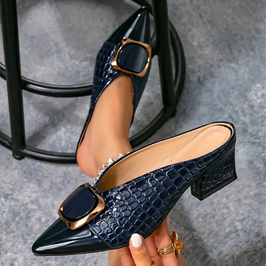 Women’s Croc-Effect Buckle Court Shoes