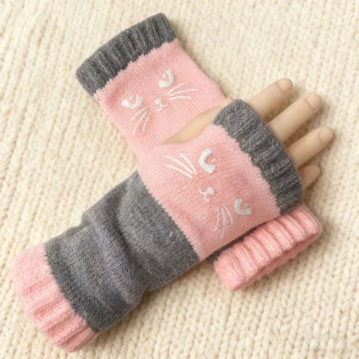 Women’s Cosy Cartoon Open-Finger Winter Gloves