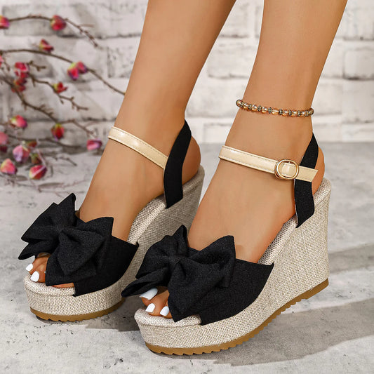 Women's Bow Platform Wedge Sandals
