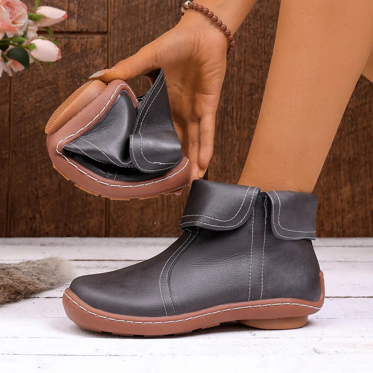 Women’s Comfort Leather-Look Walking Boots