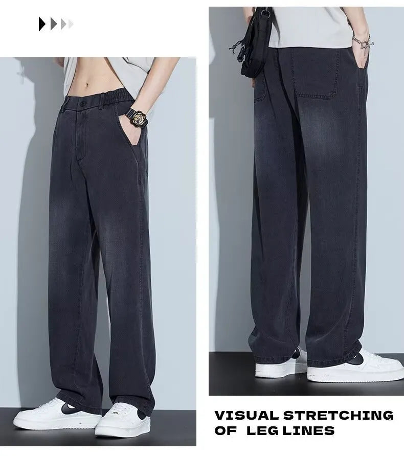 Men’s Lightweight Denim-Look Drawstring Trousers