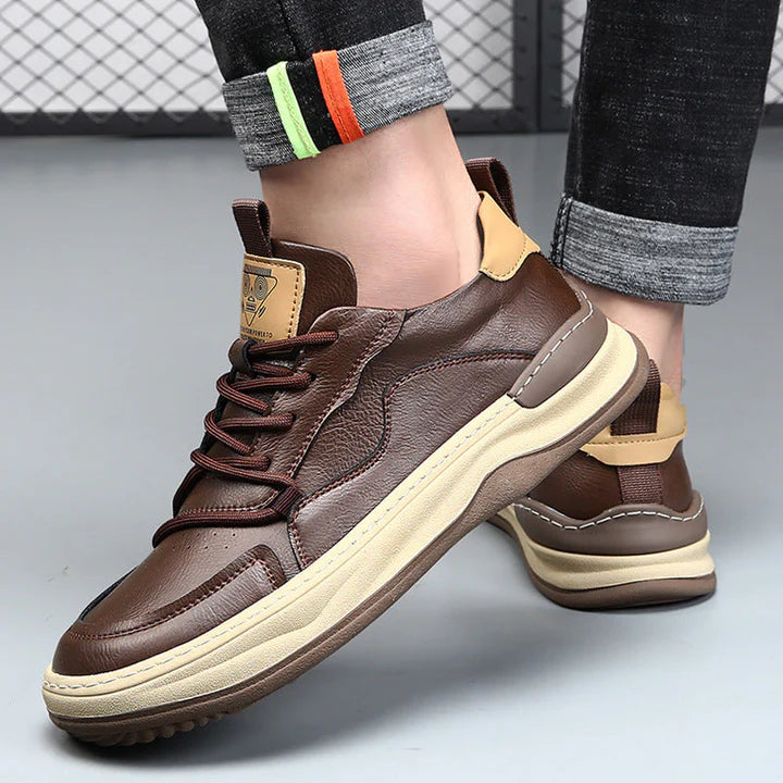 Men’s Leather-Look Cushioned Trainers