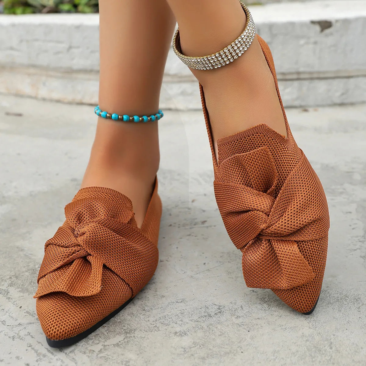 Mesh Bow Slip-On Comfort Shoes