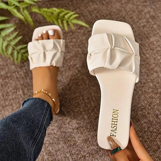 Women's Ruched Strap Slide Sandals