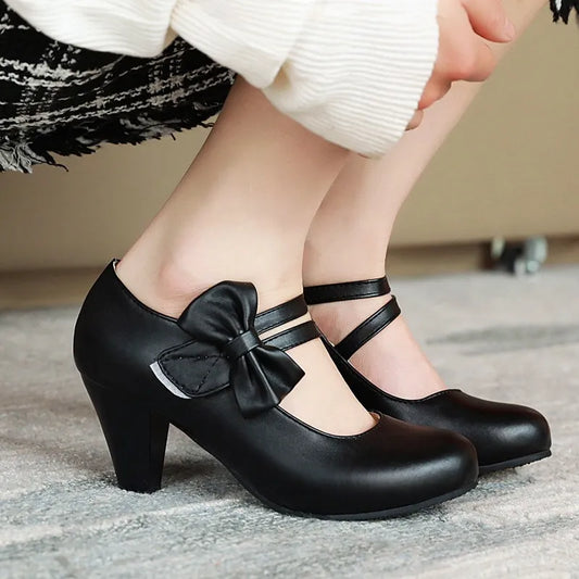 Women’s Bow Mary Jane Kitten Heel Comfort Shoes