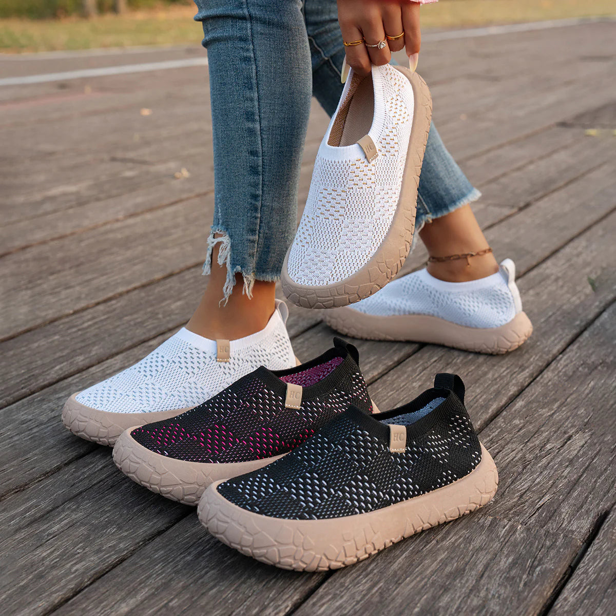 Women's Knitted Platform Slip-On Trainers