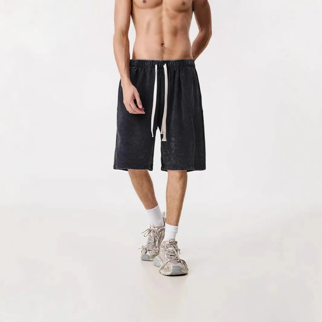 Men’s Acid-Wash Drawstring Shorts