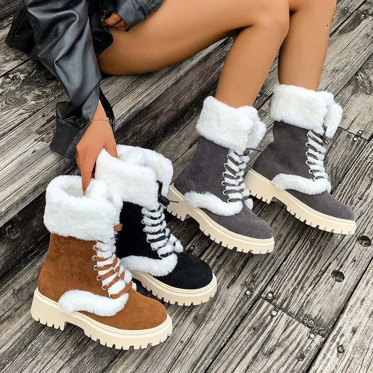 Women’s Lace-Up Mid-Calf Snow Boots
