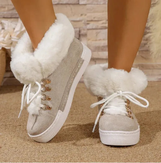 Women’s Winter Thick Wool Lace-Up Warm Boots