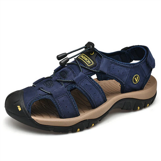 Men's Rubber Toe Cap Leather-Look Breathable Water Sandals Shoes