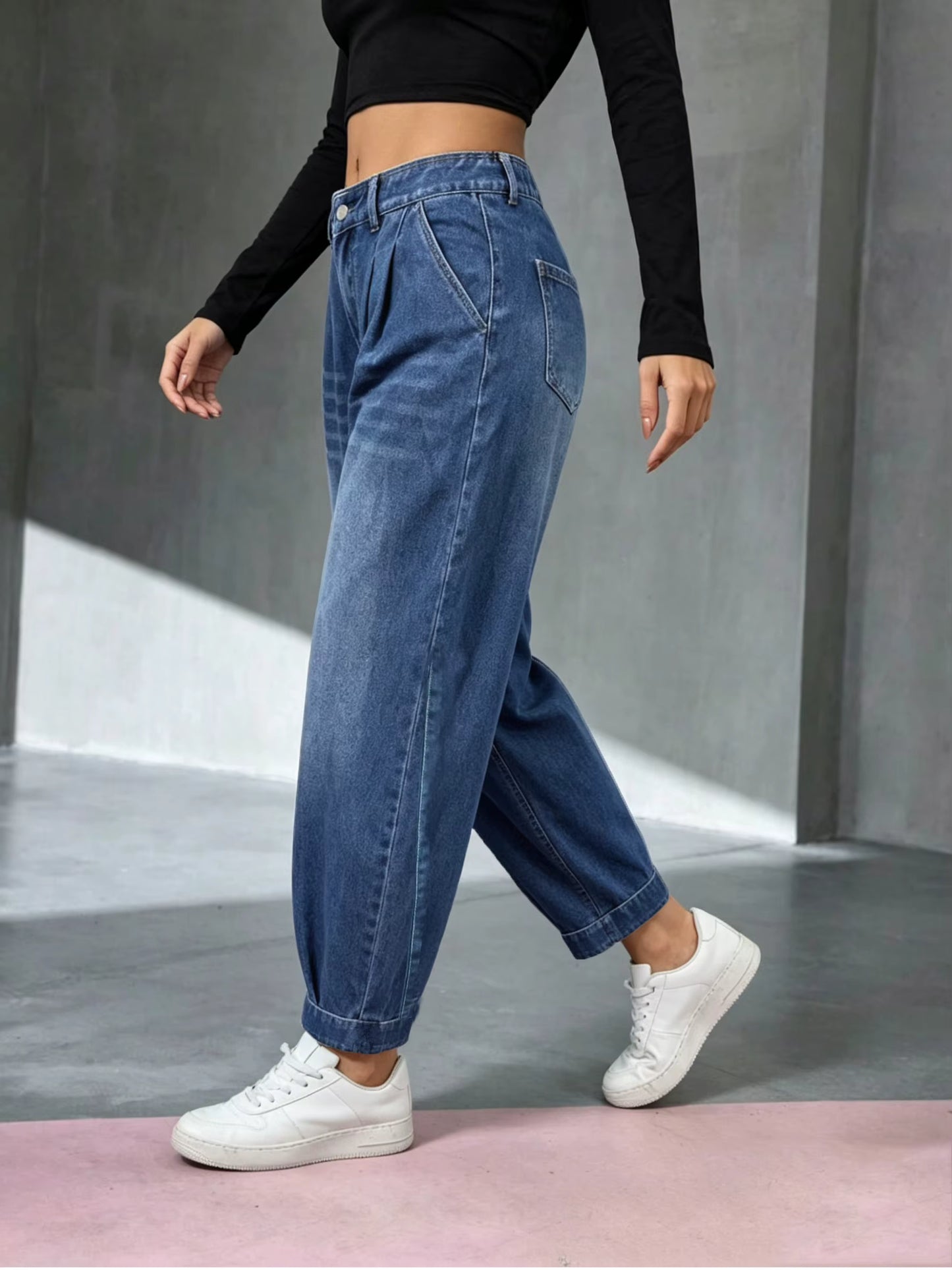 Women's Relaxed Tapered Denim Trousers