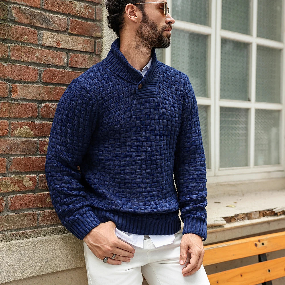 Men’s Woven Stand Collar Sweater