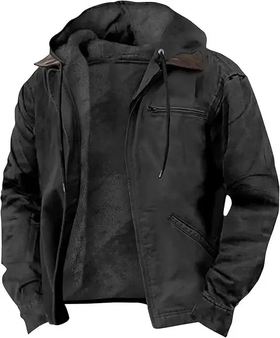 Men’s Wind-Resistant Fleece-Lined Hooded Zip Jacket