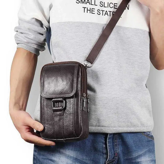 Grained Leather-Look Crossbody Bag
