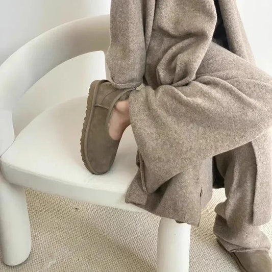 Women’s Faux-Fur Lined Leather Moccasin Slippers