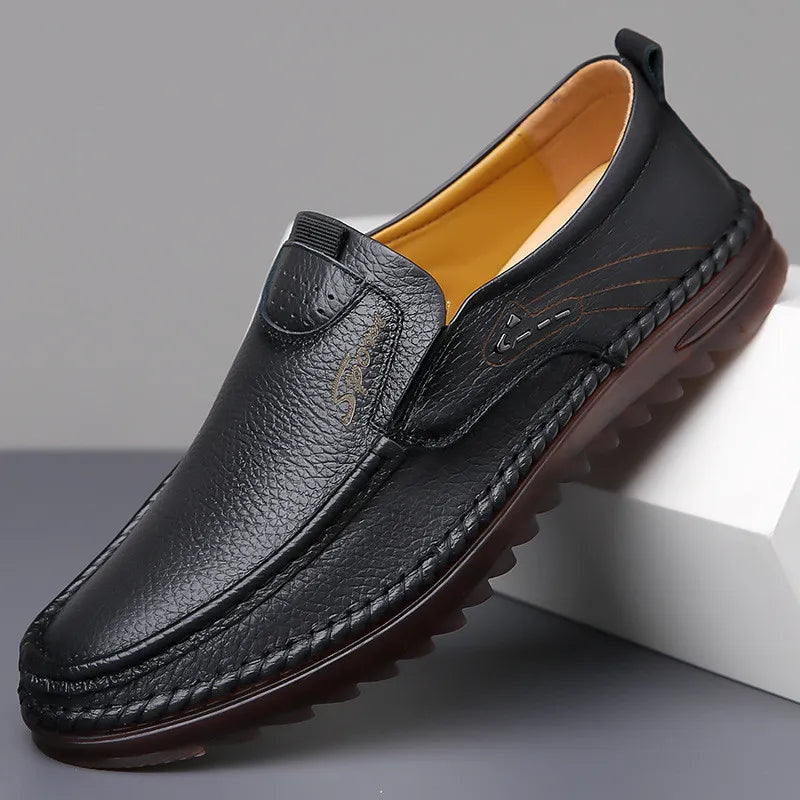 Men's Leather-Look Soft Sole Non-Slip Arch Support Loafers