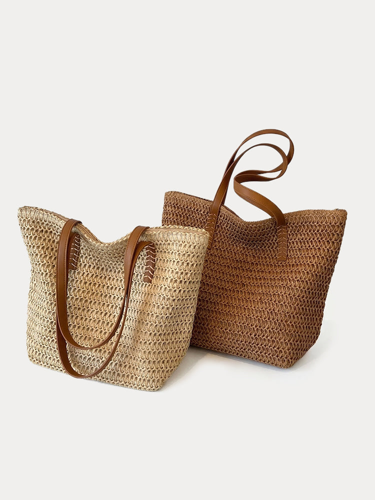 Women’s Woven Straw Shoulder Tote Bag