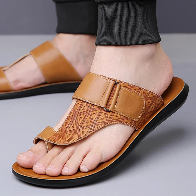 Men’s Geometric Strap Toe-Loop Sandals