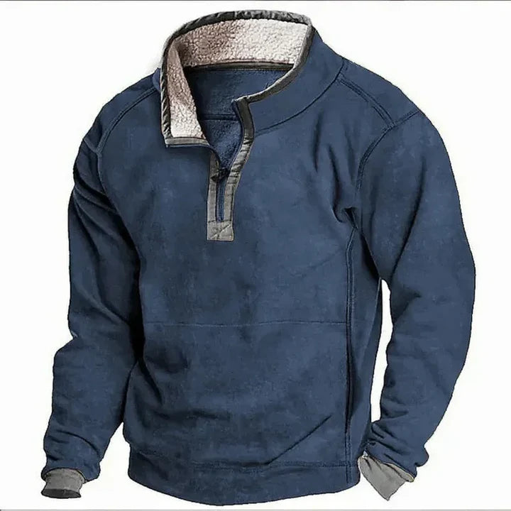 Men’s Casual Half Zip Stand Collar Hoodie