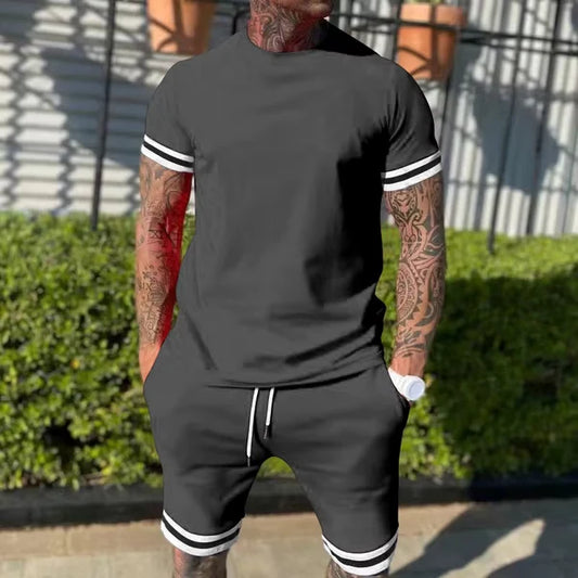 Men’s Contrast-Trim T-Shirt and Shorts Set
