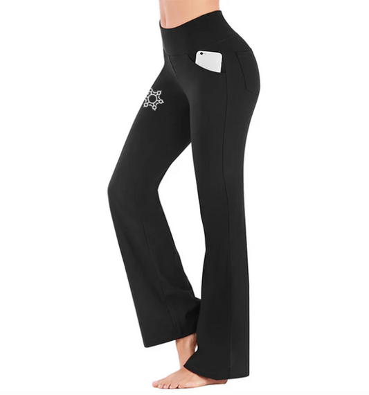 Women’s High Waist Flared Stretch Trousers with Pockets