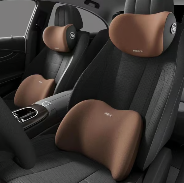 Car Memory Foam Headrest & Lumbar Support Cushion Set