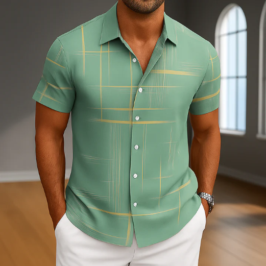 Men’s Lightweight Silk Blend Button-Up Shirt