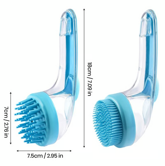 Pet Bath Brush with Shampoo Dispenser & Soft Massage Bristles