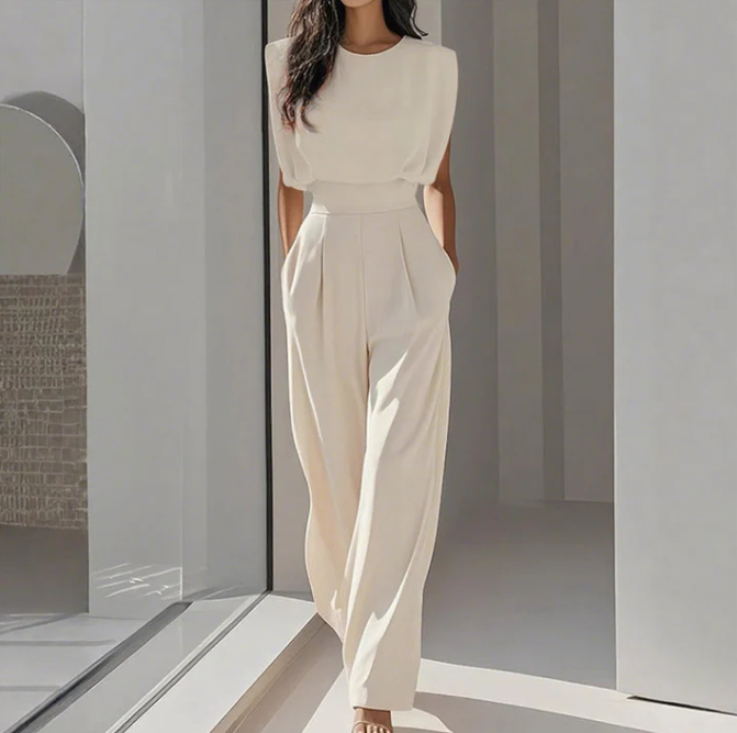 Women’s Wide-Leg Sleeveless Jumpsuit with Pockets