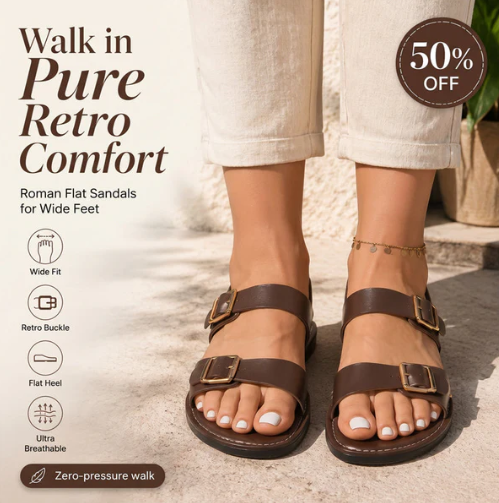 Women's Double-Buckle Flat Sandals