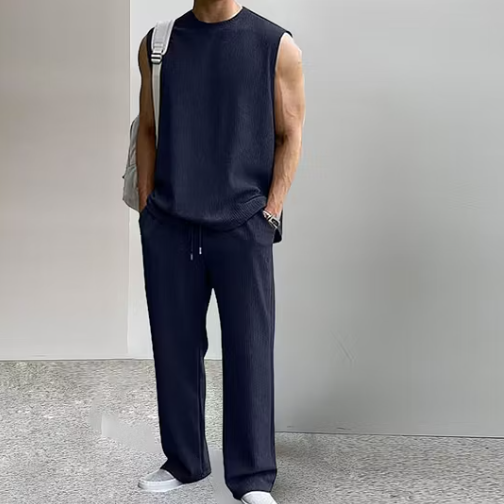 Men’s Ribbed Sleeveless Lounge Set
