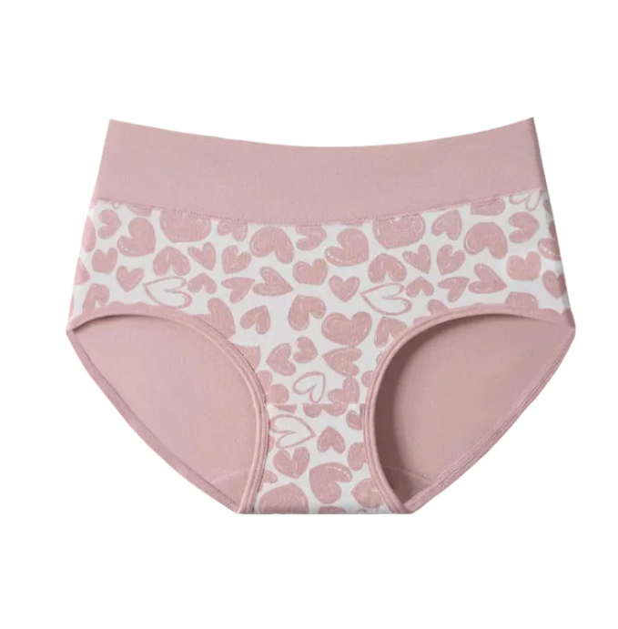 Women's Heart-Print High-Waisted Briefs – 6 Pack