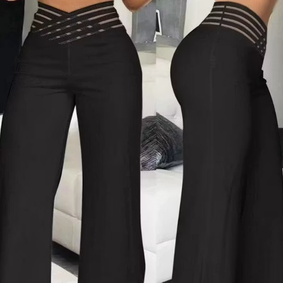 Women's High-Waisted Cut-Out Wide-Leg Trousers