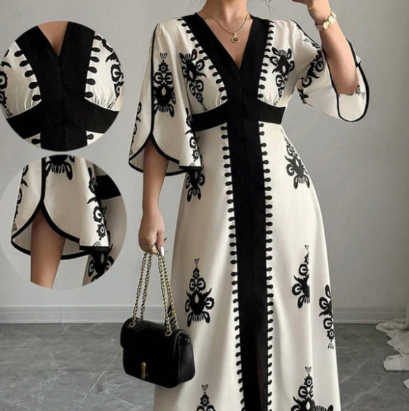 Women's Retro Print Maxi Dress