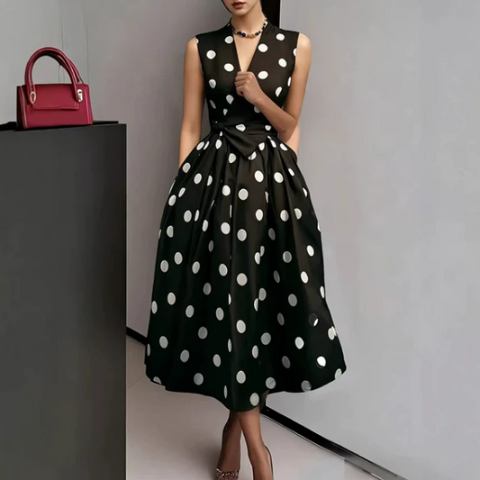 Women's Polka Dot Tie-Waist Dress