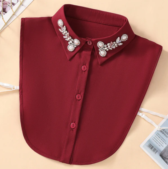 Women’s Detachable Pearl and Crystal Shirt Collar