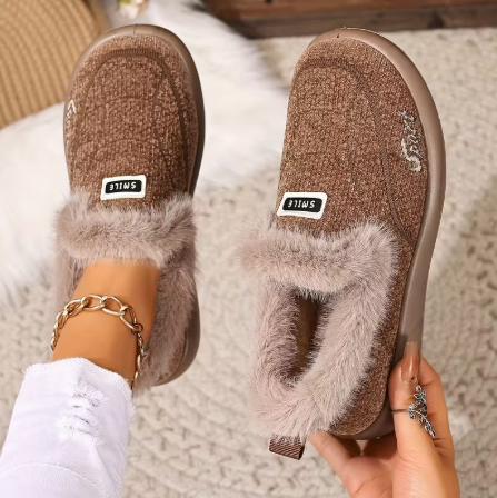 Women’s Plush Lined Slip On Winter Slipper Shoes