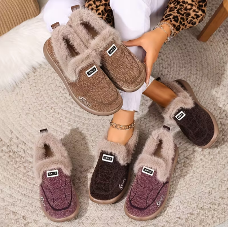 Women’s Plush Lined Slip On Winter Slipper Shoes