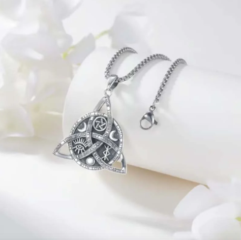 Stainless Steel Geometric Symbol Pendant Necklace