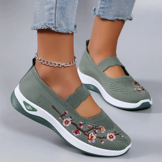 Women’s Floral Embroidered Mesh Trainers